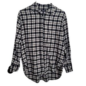 Madewell Long Sleeve Black and White Plaid Flannel Shirt Size XS